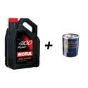 Pack vidange 5L huile MOTUL 4100 10W40 ou 15W50 + filtre à huile au choix